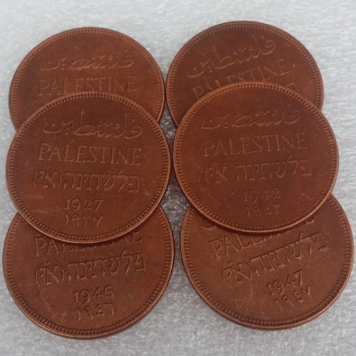 Palestine A set of(1927-1947) 6pcs 2 Mils 100% Copper Copy Coin