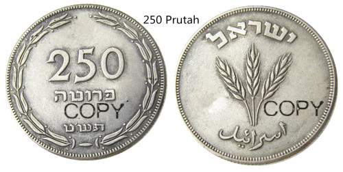 Israel 5 Lirot A Set Of(1958-1967) 9pcs Different Anniversary of Indepence Silver Plated Copy Coins