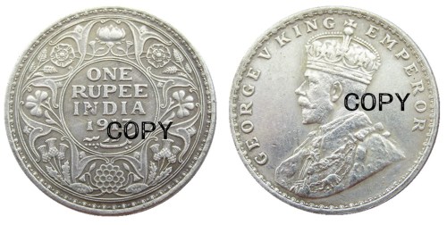 IN(12) Indian 1 Rupee 1913 Ancient Silver Plated Copy Coins