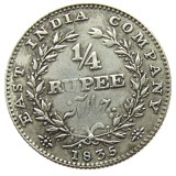 IN(32) Indian Ancient 1/4 RUPEE 1835 Silver Plated Copy Coins