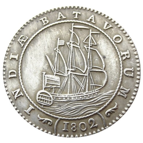 Netherlands East Indies 1802 1/2 Gulden Silver Plated Copy Coin