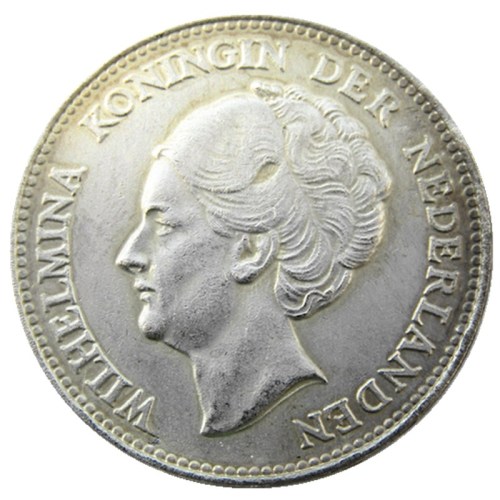 Netherlands,1940 1 Gulden Wilhelmina I Silver Plated Copy Decorative Coin