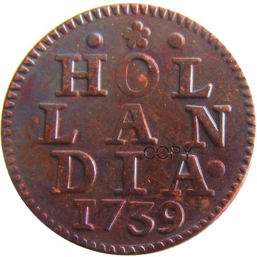 Netherland 1Duit 1739 Dutch Republic Copper Copy Coin