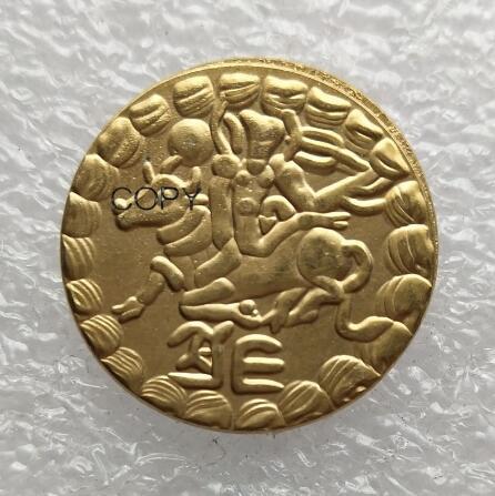IN(26) INDIA, Post-Gupta (Gauda). Sasanka Deva. Circa AD 600-635. AV Dinar Gold Plated Copy Coin ( 22mm）