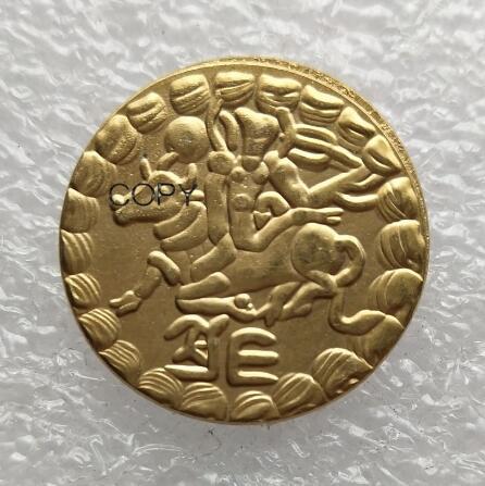 IN(27) INDIA, Post-Gupta (Gauda). Sasanka Deva. Circa AD 600-635. AV Dinar Gold Plated Copy Coin ( 22mm）