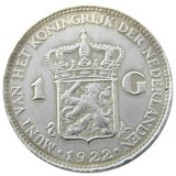 Netherlands,1922 1 Gulden Wilhelmina I Silver Plated Copy Decorative Coin