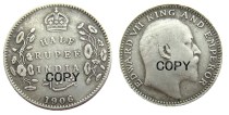 IN(10) Indian 1/2 Rupee 1906 Ancient Silver Plated Copy Coins IN(10) Indian 1/2 Rupee 1906 Ancient Silver Plated Copy Coins