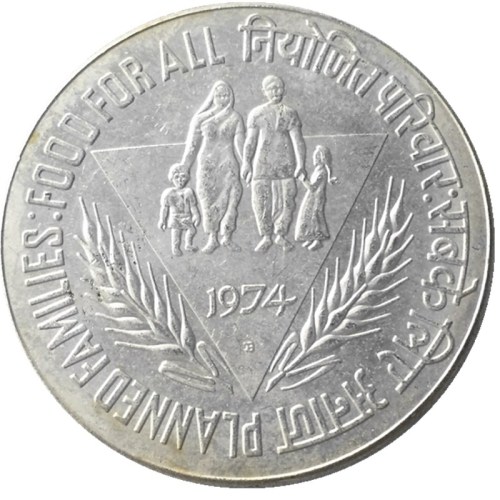 Indian 1974 50 Rupees Silver Plated Copy Coins