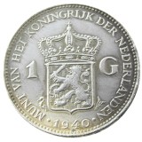 Netherlands,1940 1 Gulden Wilhelmina I Silver Plated Copy Decorative Coin