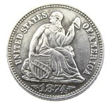 US 1874CC Liberty Seated Dime Silver Plated Copy Coin