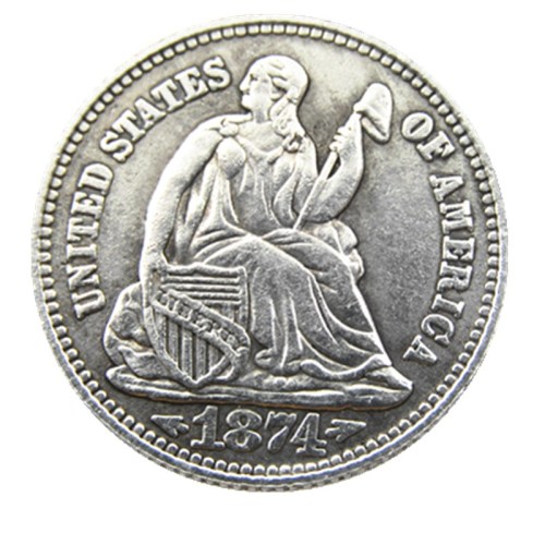 US 1874CC Liberty Seated Dime Silver Plated Copy Coin