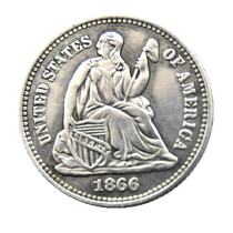 USA 1866P/S(Mintmark Below) Liberty Seated Half Dime Legend Obverse Copy Coins