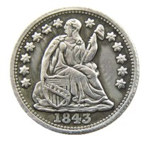 USA 1843 Liberty Seated Half Dime No Stars (Regular Strike) Copy Coins USA 1843 Liberty Seated Half Dime No Stars (Regular Strike) Copy Coins