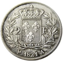 France 1821A 2Francs Silver Plated Copy Coins