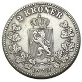 Norway 2 Kroner 1900 Silver-Plated Coin COPY