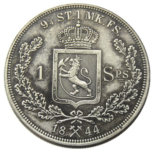 1844 Norway 1 Speciedaler Silver Plated Copy Coins