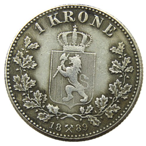 Norway 1 Kroner 1889 Silver Foreign Coin Silver Plated Copy Coins