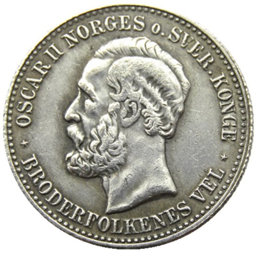 Norway 1 Kroner 1887 Silver Foreign Coin Silver Plated Copy Coins