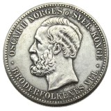Norway 2 Kroner 1887 Silver-Plated Coin COPY