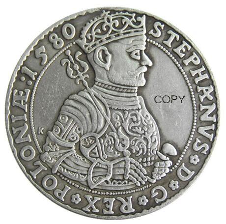 Poland 1580 Litva TALAR - STEPHAN BATORY Silver Plated Copy Coins