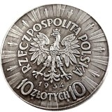 Poland 10 Zlotych 1934 Silver Plated Copy Coin