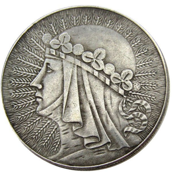 Poland 10 Zlotych 1932 Silver Plated Copy Coin