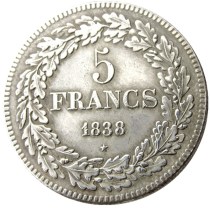 Belgium 1838 leopold Premier Roi Des Belges 5 Francs Copy Coins