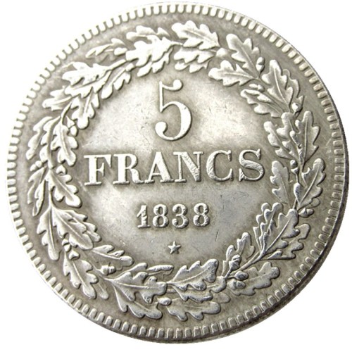Belgium 1838 leopold Premier Roi Des Belges 5 Francs Copy Coins