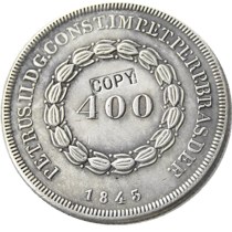 Brazil 1843 400 Ries Silver Plated Copy Coins