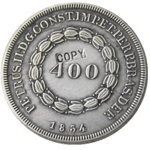 Brazil 1834 400 Ries Silver Plated Copy Coins