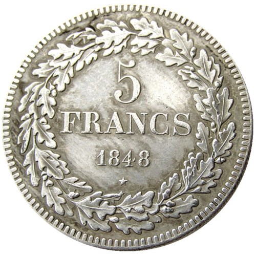 Belgium 1848 leopold Premier Roi Des Belges 5 Francs Copy Coins