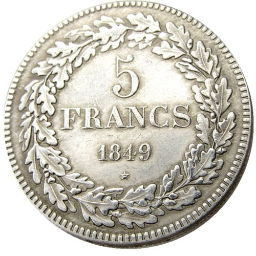 Belgium 1849 leopold Premier Roi Des Belges 5 Francs Copy Coins