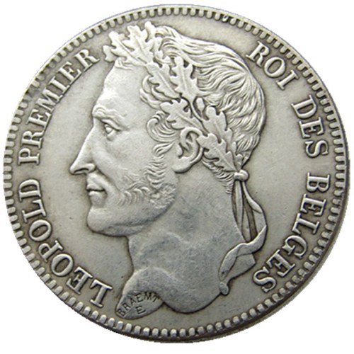 Belgium 1848 leopold Premier Roi Des Belges 5 Francs Copy Coins