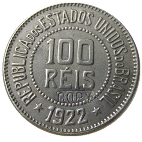 Brazil 1922 100 Ries Nickel Plated Copy Coins
