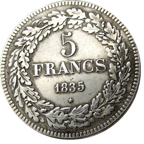 Belgium 1835 leopold Premier Roi Des Belges 5 Francs Copy Coins