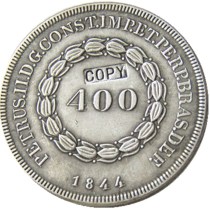 Brazil 1844 400 Ries Silver Plated Copy Coins