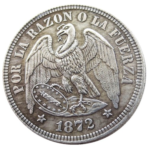 Chile A Set Of(1867-1872) 4pcs 0.5PESO Silver Plated Copy Coins