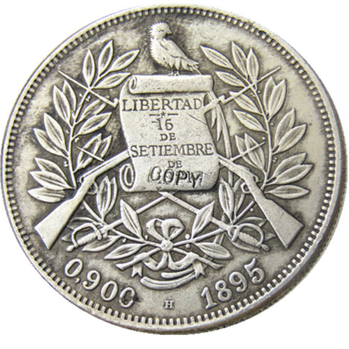 GUATEMALA 1895 1 PESO Silver Plated Copy Coin