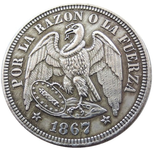 Chile 1867 0.5PESO Silver Plated Copy Coins