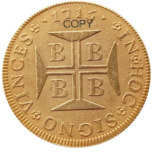 Brazil 1713 4000 Ries Gold Plated Copy Coins