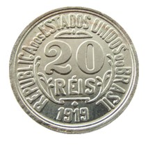Brazil 1919 20 Ries Nickel Plated Copy Coins