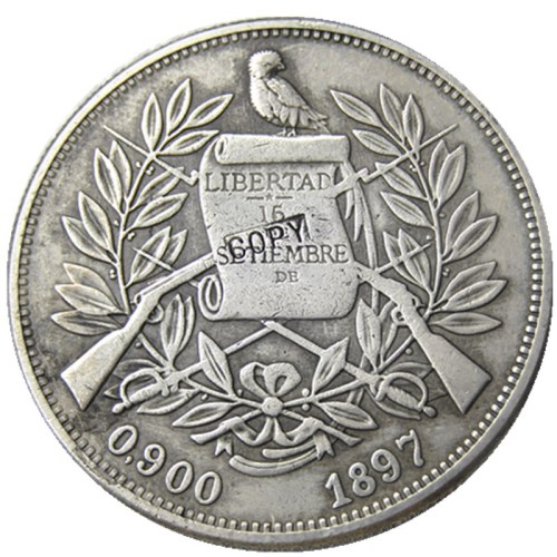 GUATEMALA 1897 1 PESO Silver Plated Copy Coin