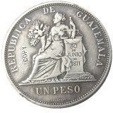 GUATEMALA 1895 1 PESO Silver Plated Copy Coin