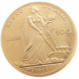 1912 Italy 100 Lire Gold Plated Copy Decorate Coin