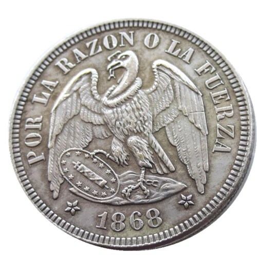 Chile 1868 0.5PESO Silver Plated Copy Coins