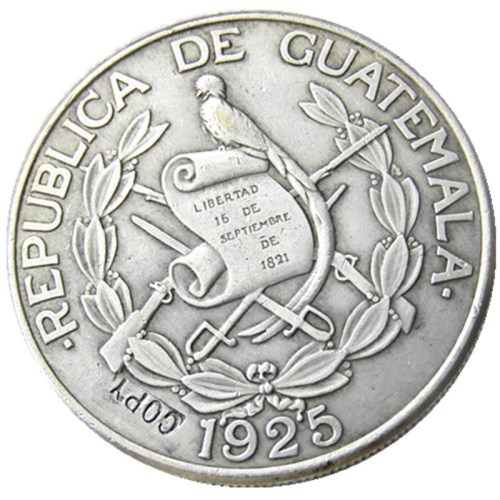 Guatemala 1925 1/2 Quetzal Silver Plated Copy Coin