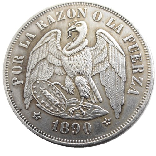 Chile 1890 1PESO Silver Plated Copy Coins
