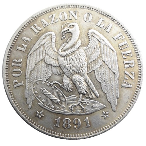 Chile 1891 1PESO Silver Plated Copy Coins