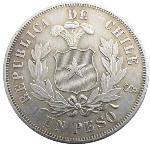 Chile 1891 1PESO Silver Plated Copy Coins