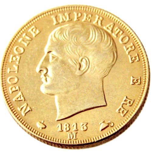 ITALIAN STATES, KINGDOM OF NAPOLEON, Napoleon I, 40 Lire, 1813M Gold Plated Copy Coin